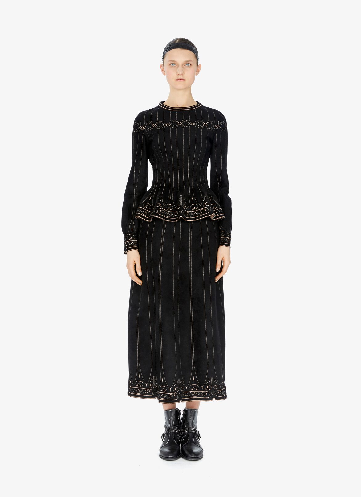 LONG SLEEVE SWEATER CALLIGRAPHIE BLACK/NUDE ALAÏA BLACK/LIGHT PINK  LONG SLEEVE SWEATER CALLIGRAPHIE BLACK/NUDE